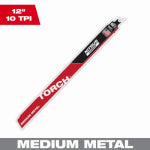 MILWAUKEE Milwaukee TORCH 48-00-6253 Reciprocating Saw Blade, 1 in W, 12 in L, 10 TPI, Carbide Cutting Edge TOOLS MILWAUKEE