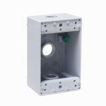 RACO INCORPORATED 1-Gang Weatherproof Box, (3) 1/2 in. Threaded Outlets, White