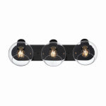 WESTINGHOUSE LIGHTING CORP Hyson 3 Light Indoor Vanity Wall Fixture, Glass Globes, Matte Black Finish ELECTRICAL WESTINGHOUSE LIGHTING CORP