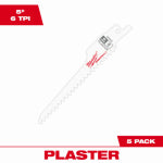 MILWAUKEE ELECTRIC TOOL CORP Sawzall Plaster/Drywall Reciprocating Saw Blades, 6 TPI, 5 In., 5-Pk.