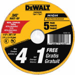DEWALT DEWALT DW8062B5 Cutting Wheel, 4-1/2 in Dia, 0.045 in Thick, 7/8 in Arbor, 60 Grit, Aluminum Oxide Abrasive TOOLS DEWALT