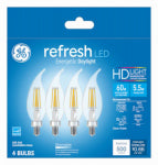 GE GE Industrial Solutions 43245 LED Bulb, Decorative, 500 Lumens, 5.5 W, CAC Lamp, E12 Lamp Base, Dimmable, Clear ELECTRICAL GE