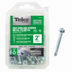 TEKS Teks 21348 Screw, #12 Thread, 2 in L, Coarse Thread, Hex Drive, Self-Drilling, Self-Tapping Point, Steel, Zinc HARDWARE & FARM SUPPLIES TEKS
