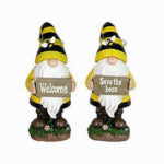 FUSION PRODUCTS LTD. Solar LED Gnome Beekeeper Statue, Assorted Messages ELECTRICAL FUSION PRODUCTS LTD.