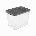 STERILITE Modular Stacking Storage Box, Clear/Gray Lid, 108 Qt. HOUSEWARES STERILITE