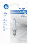 GE GE 19383 Halogen Bulb, 100 W, E11 Candelabra Lamp Base, T4 Lamp, White Light, 1600 Lumens, 2800 K Color Temp ELECTRICAL GE
