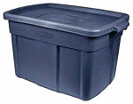 RUBBERMAID Rubbermaid Roughneck RMRT140008 Nestable Storage Box, Polyethylene, Dark Indigo, 23.9 in L, 15.9 in W, 12.2 in H HOUSEWARES RUBBERMAID   