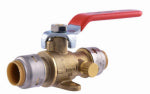 SHARKBITE SharkBite UR24615A Ball Valve with Drain and Mounting Tab, 1/2 in Connection, Push-Fit, 250 psi Pressure, Brass Body PLUMBING, HEATING & VENTILATION SHARKBITE