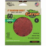 ALI INDUSTRIES Sanding Discs, Aluminum Oxide, Red Resin, 60-Grit, 5 In., 8-Hole, 15-Pk.