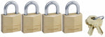 MASTER LOCK COMPANY Keyed-Alike 4-Pin Padlocks, Solid-Brass, 3/4-In., 4-Pk.
