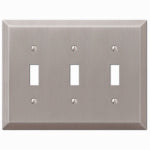 AMERELLE Amerelle Century 163TTTBN Wallplate, 4-15/16 in L, 6-1/2 in W, 3 -Gang, Steel, Brushed Nickel ELECTRICAL AMERELLE