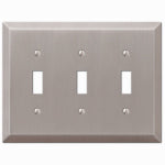 AMERELLE Amerelle Century 163TTTBN Wallplate, 4-15/16 in L, 6-1/2 in W, 3 -Gang, Steel, Brushed Nickel ELECTRICAL AMERELLE