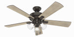 HUNTER Hunter Crestfield Series 54205 Ceiling Fan, 5-Blade, Bleached Gray Pine/Gray Walnut Blade, 52 in Sweep, MDF Blade ELECTRICAL HUNTER