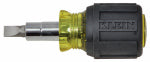 KLEIN TOOLS Multi-Bit Screwdriver / Nut Driver, Stubby, Holds 4 Bits, Cushion Grip
