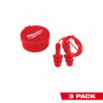 MILWAUKEE ELECTRIC TOOL CORP Reusable Corded Earplugs, 26db Rating, 3 Pair