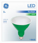 GE GE 93100881 Floodlight Bulb, Decorative, PAR38 Lamp, Medium (E26) Lamp Base, Non-Dimmable, Green ELECTRICAL GE