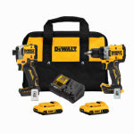 BLACK & DECKER/DEWALT 20V MAX XR Cordless 2 Tool Combo Kit, Brushless Drill/Driver + ATOMIC Impact Driver, (2) Batteries, Charger, Bag TOOLS BLACK & DECKER/DEWALT