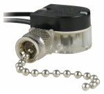 GB Gardner Bender GSW-31 Pull Chain Switch, SPST, Lead Wire Terminal, 3/6 A, 125/250 V, Functions: ON/OFF, Nickel