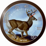 TAYLOR PRECISION PRODUCTS White Tail Deer Thermometer, 13.25 In. Round
