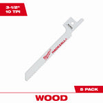 MILWAUKEE ELECTRIC TOOL CORP M12 Hackzall Reciprocating Saw Blade, Wood Scroll, 8 TPI, 3-1/2 In., 5-Pk.