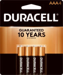 DURACELL Duracell MN2400B4Z AAA Battery, 1.5 V Battery, 1.15 Ah, AAA Battery, Alkaline, Manganese Dioxide, Flat Contact ELECTRICAL DURACELL