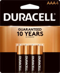 DURACELL Duracell MN2400B4Z AAA Battery, 1.5 V Battery, 1.15 Ah, AAA Battery, Alkaline, Manganese Dioxide ELECTRICAL DURACELL