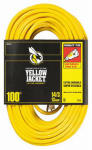 YELLOW JACKET CCI 2888 Extension Cord, 14 AWG Cable, 100 ft L, 13 A, 125 V, Yellow