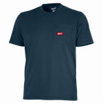 MILWAUKEE ELECTRIC TOOL CORP Gridiron Pocket T-Shirt, Heavy Duty, Moisture Wicking, Blue, M
