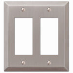 AMERELLE AmerTac Century Series 163RRBN Wallplate, Double Rocker, 4-15/16 in L, 4-9/16 in W, 2-Gang, Steel, Brushed Nickel ELECTRICAL AMERELLE