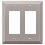 AMERELLE AmerTac Century 163RRBN Wallplate, 4-15/16 in L, 4-9/16 in W, 2 -Gang, Steel, Brushed Nickel ELECTRICAL AMERELLE