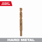 MILWAUKEE Milwaukee RED HELIX Series 48-89-2328 Drill Bit, 31/64 in Dia, 5.12 in OAL, 3/8 in Dia Shank, 3-Flat, Reduced Shank TOOLS MILWAUKEE