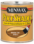 MINWAX Minwax PolyShades 613850444 Wood Stain and Polyurethane, Satin, Mission Oak, Liquid, 1 qt, Can PAINT MINWAX