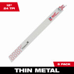 MILWAUKEE ELECTRIC TOOL CORP Sawzall The Torch Reciprocating Saw Blades, 24 TPI, 12 In., 5-Pk.