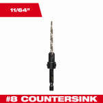 MILWAUKEE Milwaukee 48-13-5001 Countersink with Drill Bit, 11/64 in Dia Cutter, 1/4 in Dia Shank, 4.09 in OAL, Hex Shank, HSS TOOLS MILWAUKEE