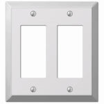 AMERELLE Amerelle 161RR Wallplate, 4-15/16 in L, 4-9/16 in W, 2-Gang, Steel, Polished Chrome ELECTRICAL AMERELLE
