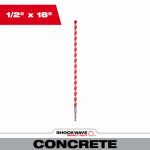 MILWAUKEE Milwaukee SHOCKWAVE Impact Duty 48-20-9032 Hammer Drill Bit with Power Tip, 1/2 in Dia, 18 in OAL, Wide Flute, 3/8 in Dia Shank TOOLS MILWAUKEE