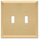 AMERELLE Amerelle 163TTSB Wallplate, 4-15/16 in L, 4-9/16 in W, 2 -Gang, Steel, Satin Brass ELECTRICAL AMERELLE