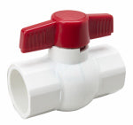 B&K LLC Solvent Ball Valve, White PVC, 1-1/4 In.
