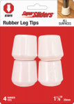 SHEPHERD HDWE. PROD., LLC. Super Slider Furniture Tips 1-1/8 inch Rubber White 4 Pc