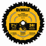 DEWALT DeWALT DWA171424 Circular Saw Blade, 7-1/4 in Dia, 5/8 in Arbor, 24-Teeth, Applicable Materials: Wood, 1/PK TOOLS DEWALT   