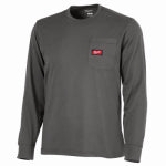 MILWAUKEE ELECTRIC TOOL CORP Gridiron Heavy-Duty Long-Sleeve T-Shirt, Logo on Pocket, Gray, S