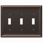 AMERTAC-WESTEK Chelsea Wall Plate, Aged Bronze, Steel, 3 Toggle ELECTRICAL AMERTAC-WESTEK