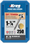 KREG TOOL COMPANY Pocket Hole Screws, Square Drive, #8 Coarse x 1-1/4-In., 250-Ct. TOOLS KREG TOOL COMPANY   