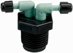 ORBIT Orbit 67035 Manifold, 1/2 x 1/4 in Connection, Female Thread x Barb, 2 -Port, 1/4 in Tubing, Plastic, Black LAWN & GARDEN ORBIT