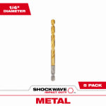 MILWAUKEE ELECTRIC TOOL CORP Shockwave Red Helix Titanium Impact Drill Bits, 1/4 In., 5-Pk. TOOLS MILWAUKEE ELECTRIC TOOL CORP