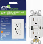 LEVITON MFG CO WHT 15AGFCI USB OUTLET