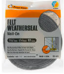 FROST KING Frost King S214/17H Door Weatherstrip, 1-1/4 in W, 3/16 in Thick, 17 ft L, Felt Cloth, Gray, Nail, Staple, Tack HARDWARE & FARM SUPPLIES FROST KING