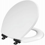 BEMIS MFG. CO. Benton Slow Close Wood Toilet Seat, White, Never Loosens Black Hinge, Round PLUMBING, HEATING & VENTILATION BEMIS MFG. CO.