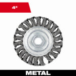 MILWAUKEE ELECTRIC TOOL CORP Full Cable Twist Knot Grinder Wheel, Carbon Steel, 4 In. TOOLS MILWAUKEE ELECTRIC TOOL CORP