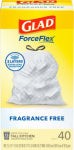 GLAD Glad ForceFlex 79224 Fragrance-Free Kitchen Trash Bag, 13 gal, Plastic, White CLEANING & JANITORIAL SUPPLIES GLAD